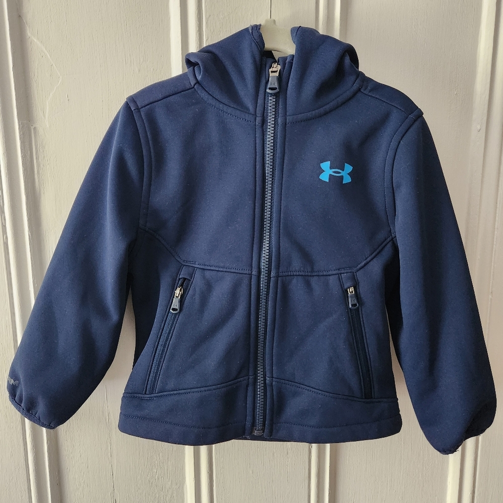 Under Armour Kid's UA Sim Water Repellant Hooded Softshell Jacket- 2T Navy Blue